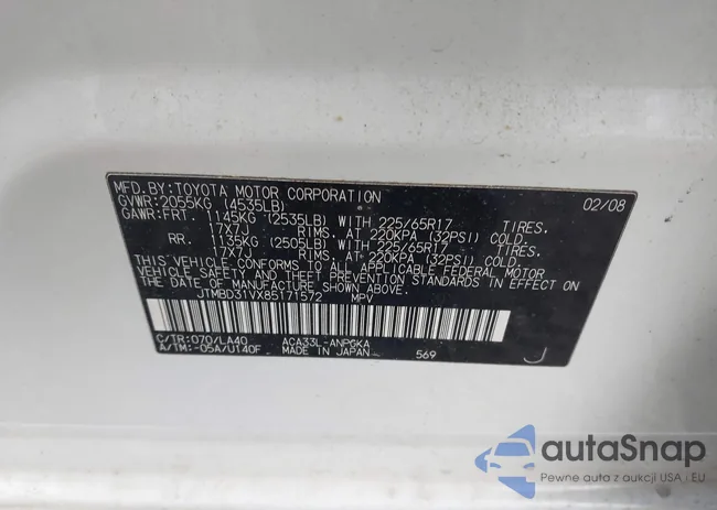 JTMBD31VX85171572: 43552941