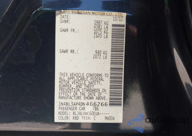 1N4BL3AP4DN466266: 43552046