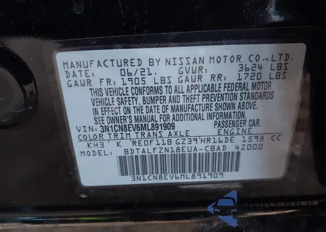 3N1CN8EV6ML891909: 43552051