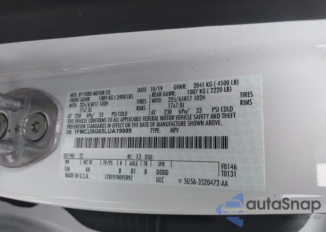 1FMCU9G65LUA19989: 43552188