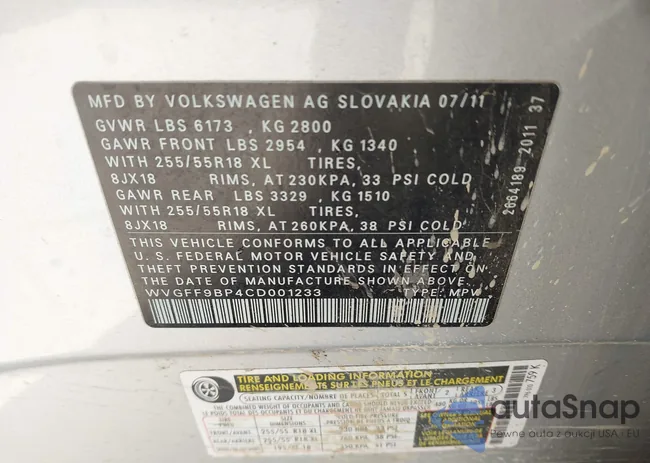 WVGFF9BP4CD001233: 43552338