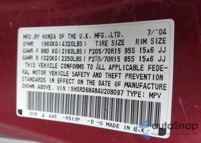 SHSRD68484U208097: 43554400