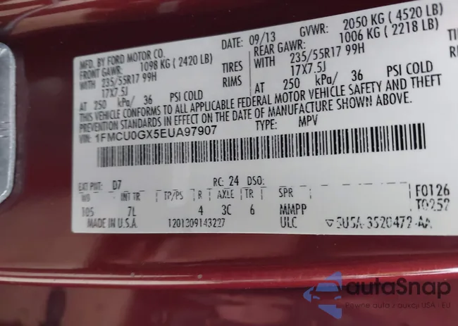 1FMCU0GX5EUA97907: 43554507