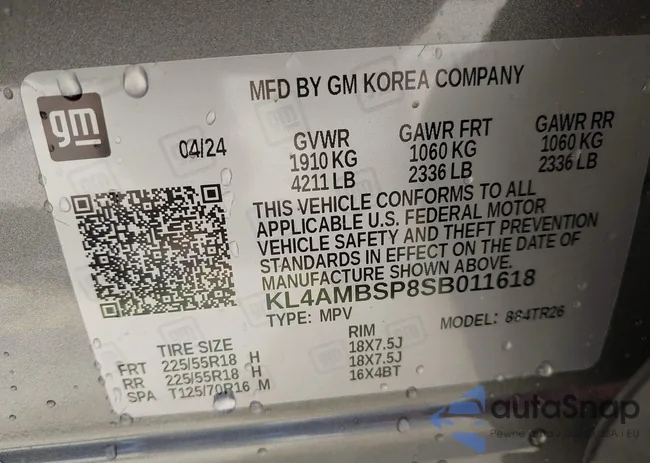 KL4AMBSP8SB011618: 43554555