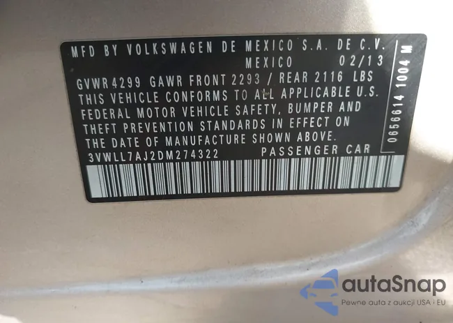 3VWLL7AJ2DM274322: 43554645