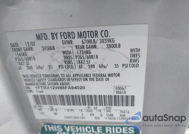 1FTRX12W88FA94020: 43554933