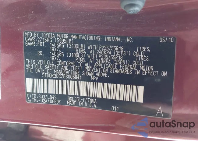 5TDDK3DC7BS005844: 43554353