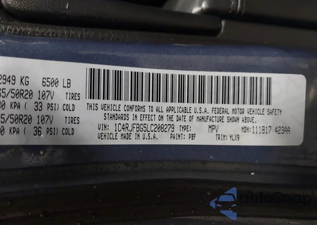 1C4RJFBG5LC208279: 43555367