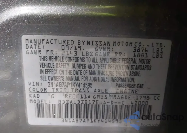 3N1AB7AP1KY414595: 43555425