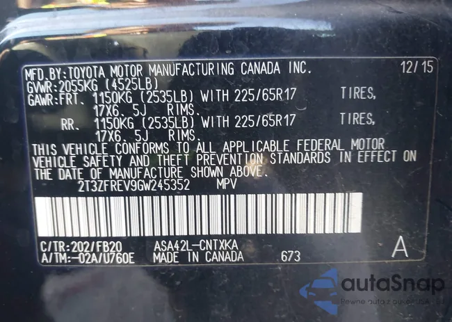 2T3ZFREV9GW245352: 43555598