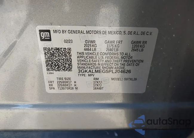 3GKALMEG5PL204626: 43555675