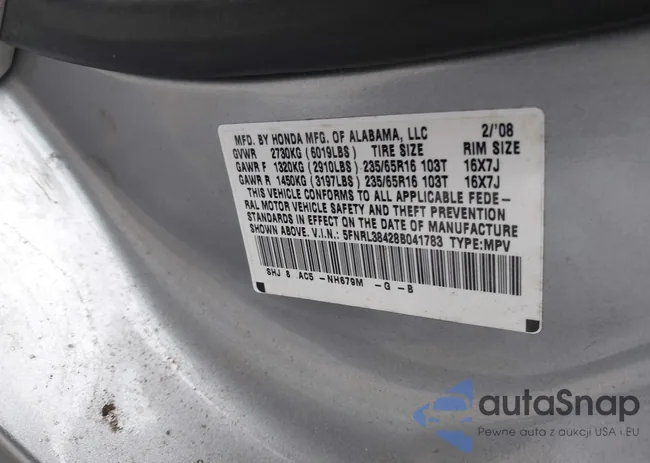 5FNRL38428B041783: 43555744