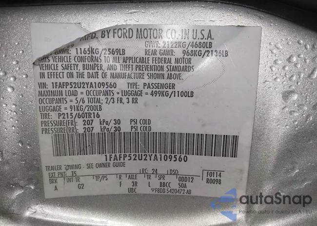 1FAFP52U2YA109560: 43555072