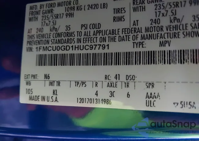 1FMCU0GD1HUC97791: 43555164