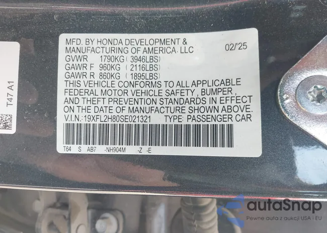 19XFL2H80SE021321: 43556390