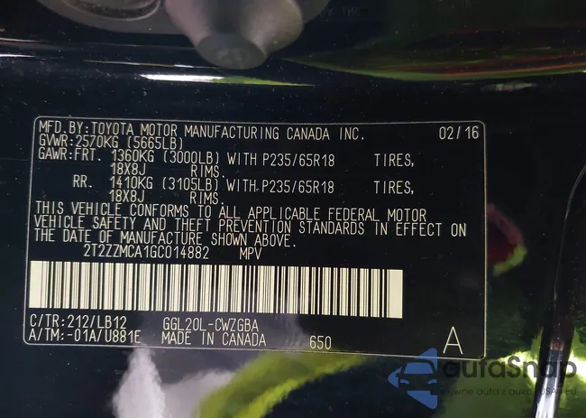 2T2ZZMCA1GC014882: 43556512