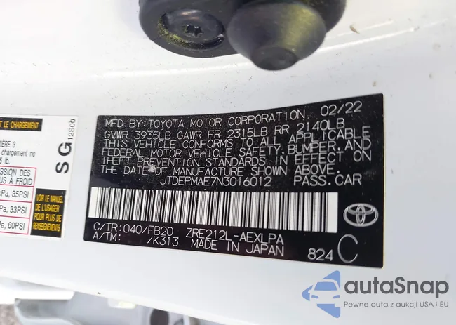 JTDEPMAE7N3016012: 43556557