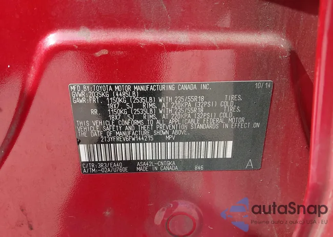 2T3YFREV6FW144215: 43556575