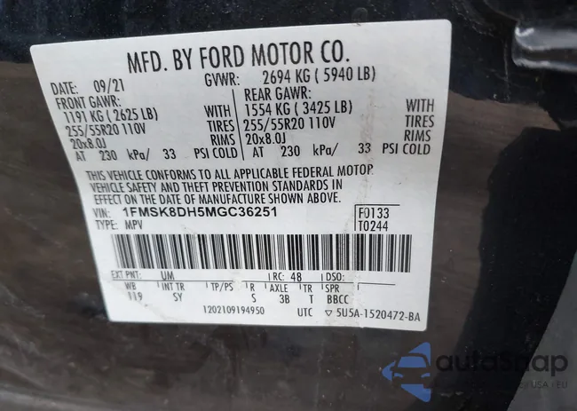 1FMSK8DH5MGC36251: 43556625