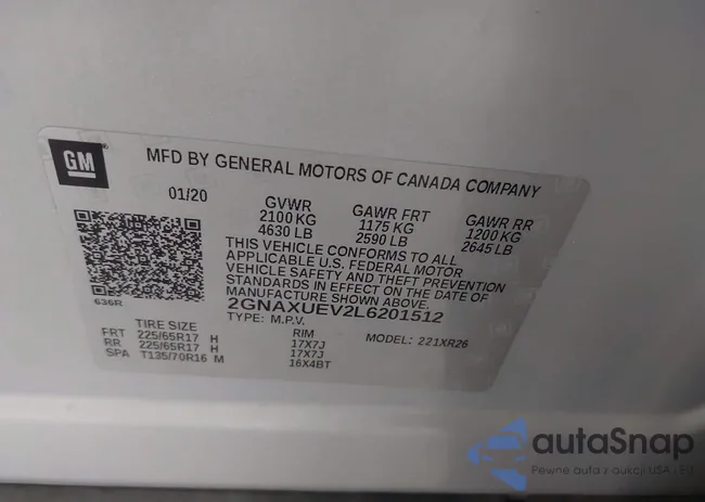 2GNAXUEV2L6201512: 43556681