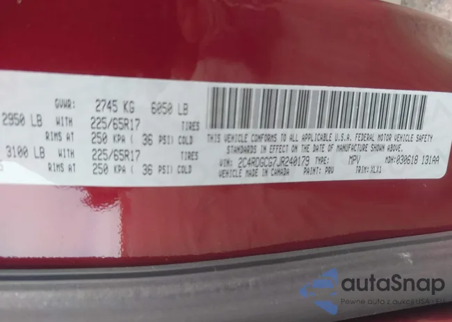 2C4RDGCG7JR240179: 43556729