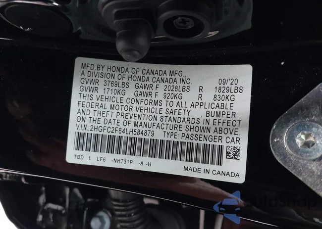 2HGFC2F64LH584879: 43556815