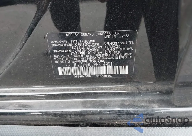 JF2GTHRC2PH314991: 43556822