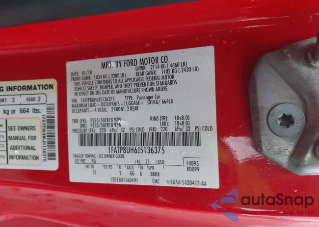 1FATP8UH6J5136375: 43556845