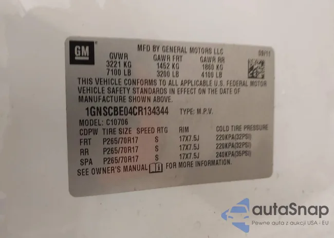 1GNSCBE04CR134344: 43556861