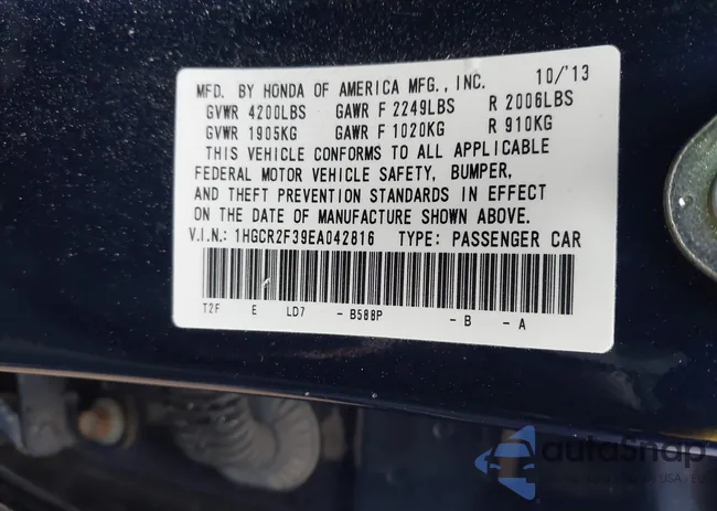 1HGCR2F39EA042816: 43556248