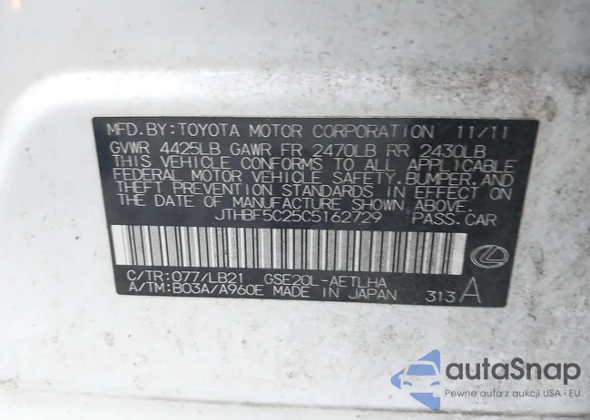 JTHBF5C25C5162729: 43556293