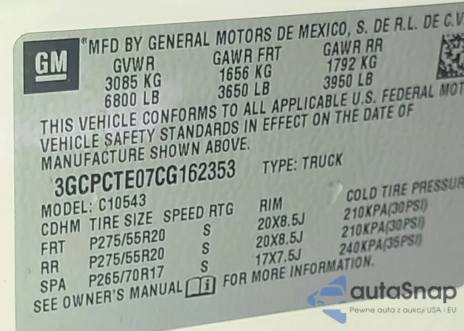 3GCPCTE07CG162353: 43557435