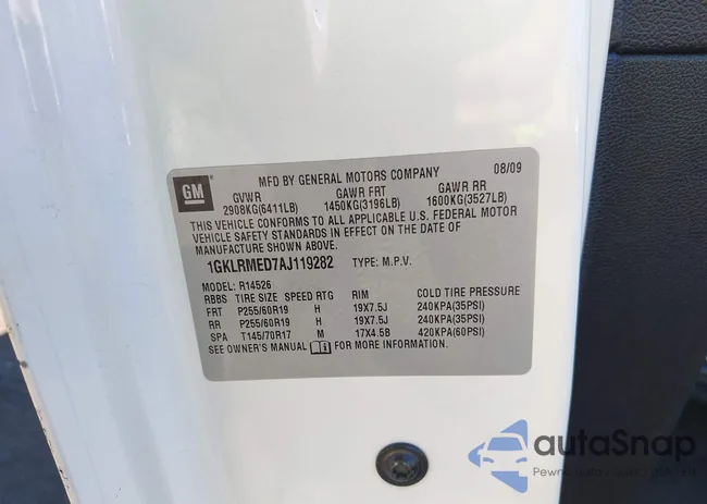 1GKLRMED7AJ119282: 43557439