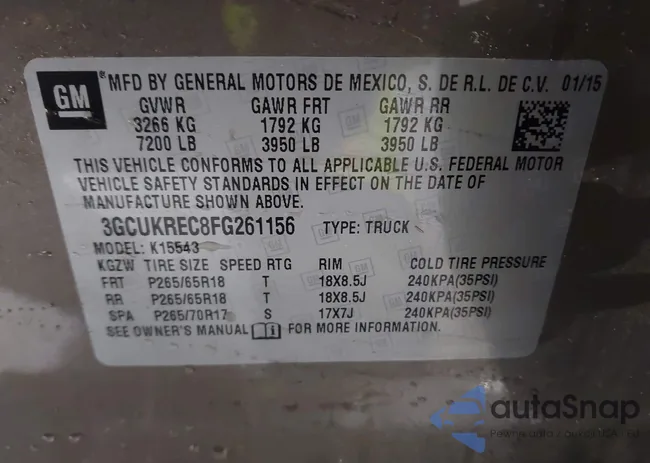 3GCUKREC8FG261156: 43557570