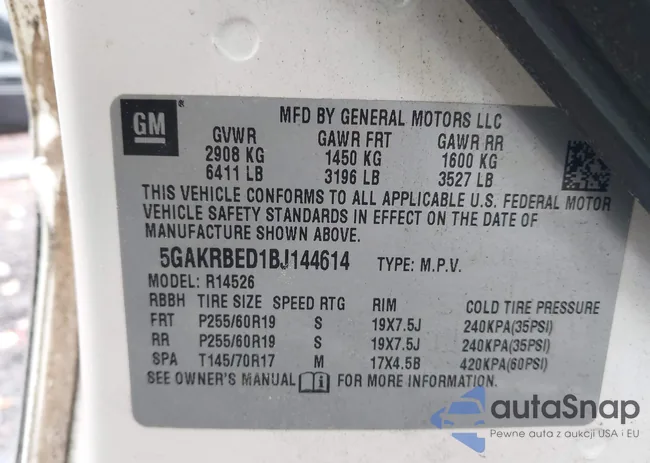 5GAKRBED1BJ144614: 43557629