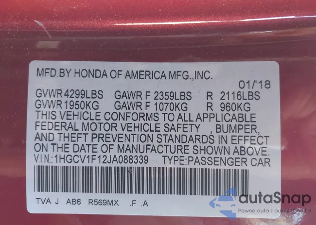 1HGCV1F12JA088339: 43557698