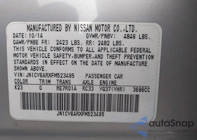 JN1CV6ARXFM523495: 43557742