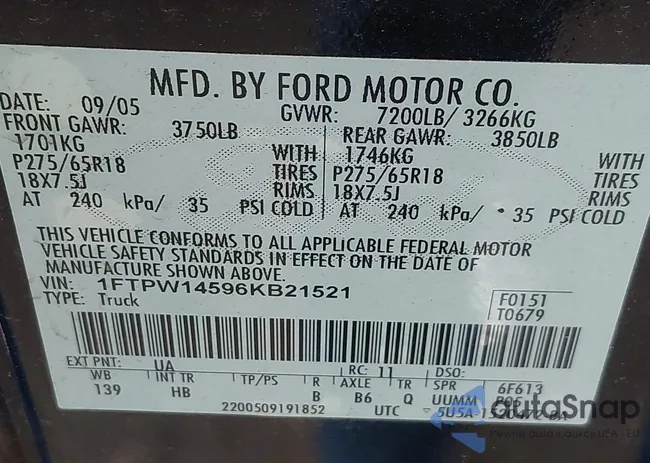 1FTPW14596KB21521: 43557744