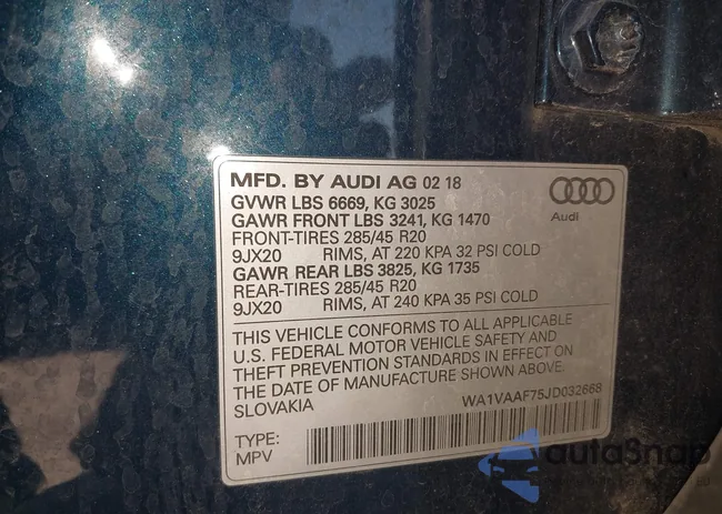 WA1VAAF75JD032668: 43557754