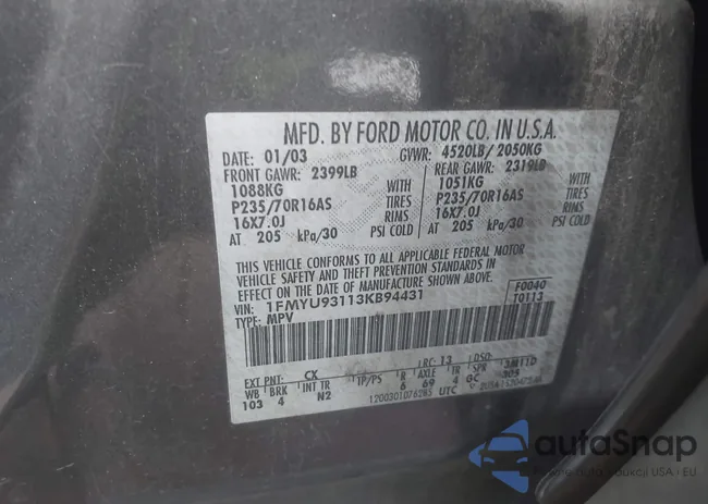 1FMYU93113KB94431: 43557758