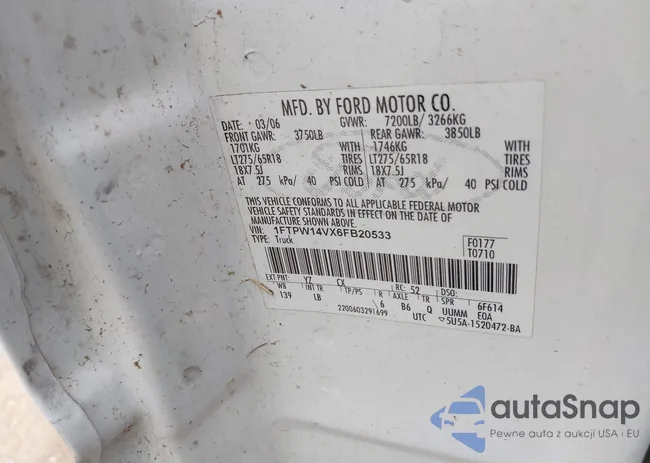 1FTPW14VX6FB20533: 43557776