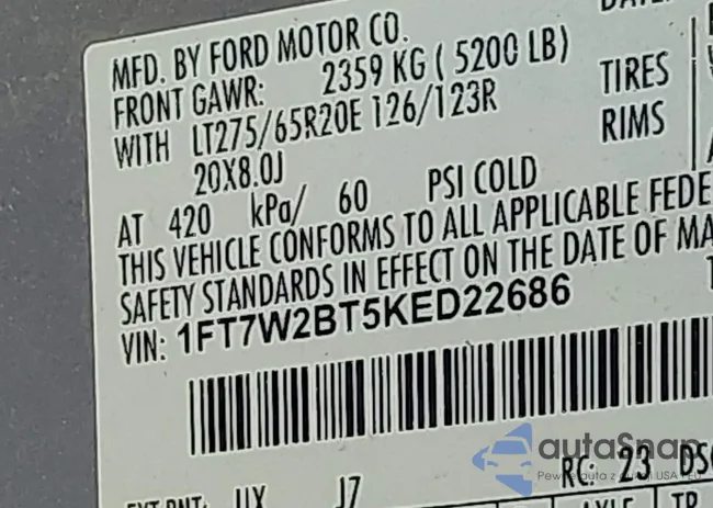 1FT7W2BT5KED22686: 43557183