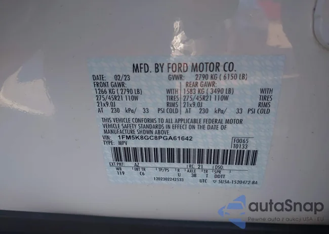 1FM5K8GC8PGA61642: 43557345