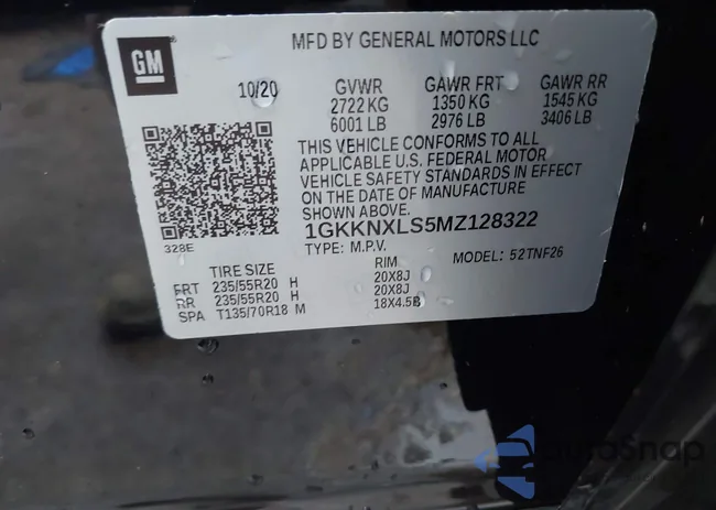 1GKKNXLS5MZ128322: 43558577