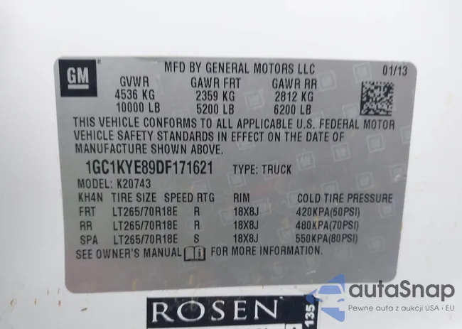 1GC1KYE89DF171621: 43558875