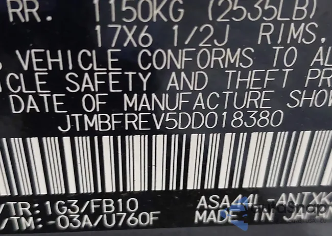 JTMBFREV5DD018380: 43558939