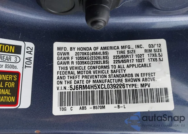 5J6RM4H5XCL039226: 43558133