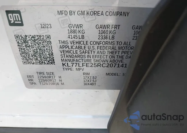 KL77LFE25RC207141: 43558205