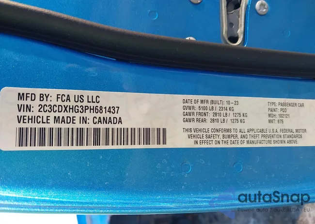 2C3CDXHG3PH681437: 43558241