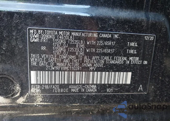 2T3W1RFVXMC110281: 43558249